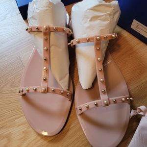 Stuart weitzman pearl studded sandals sz 9 NWT